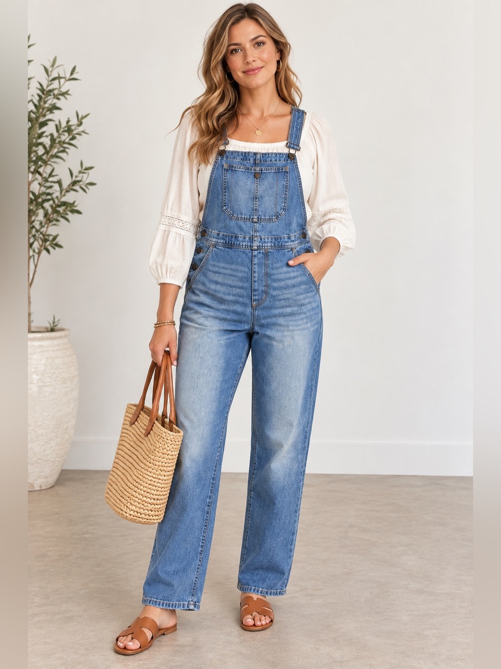 BDG Urban Outfitters Women Overall S Blue Straight Leg Casual Denim FLAW